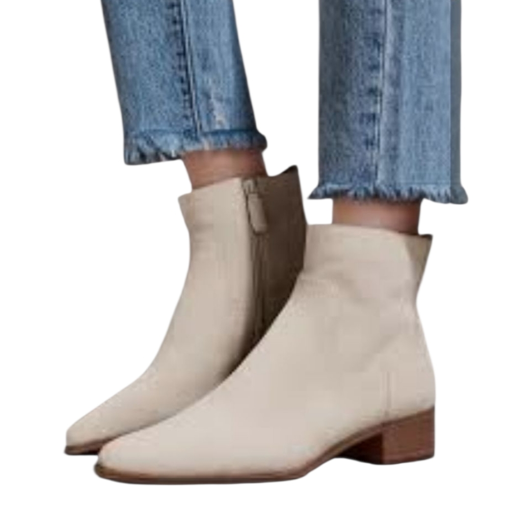 Cole Haan Naia Suede Snip Toe Ankle Booties in Light Beige NWT